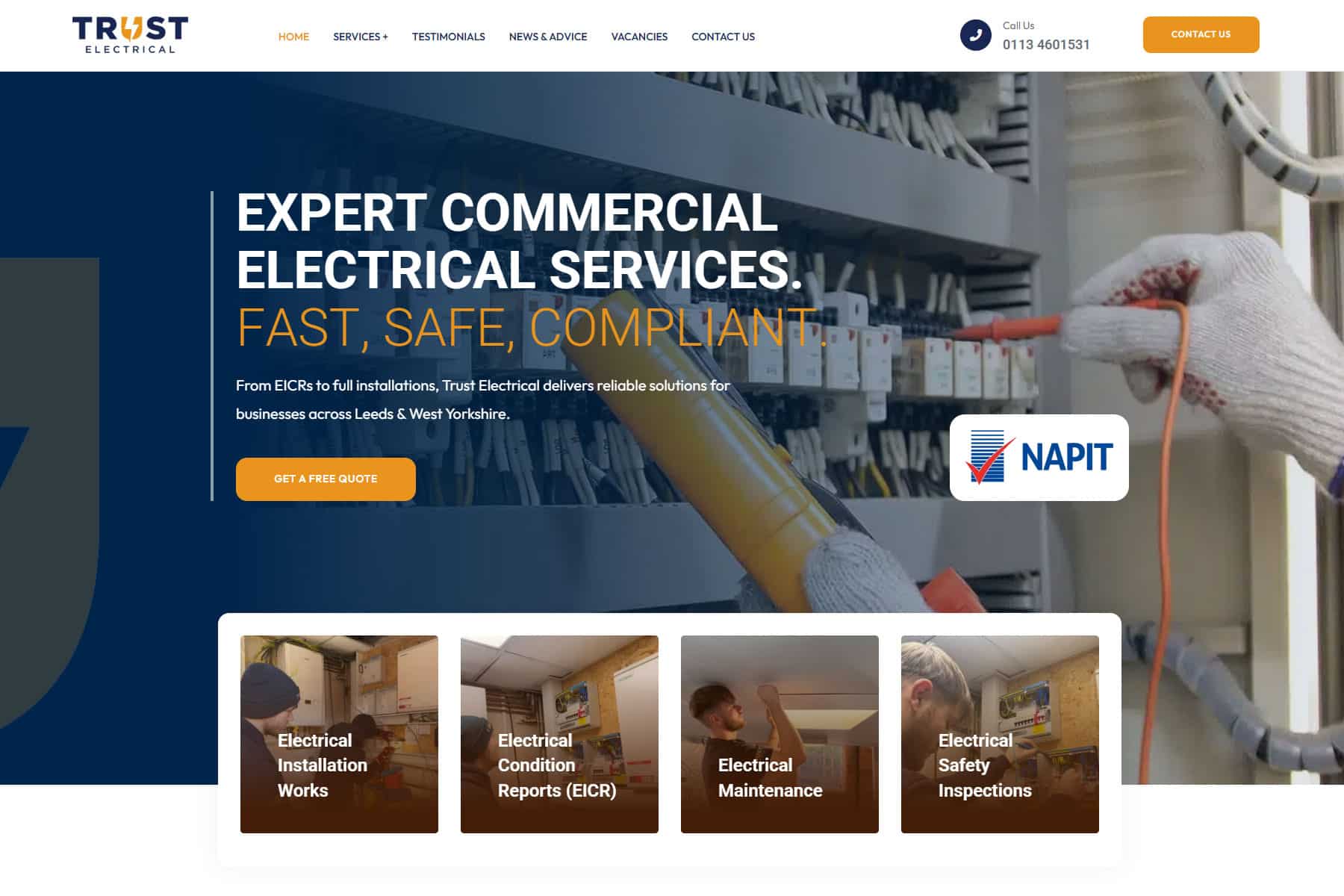 Trust Electrical Leeds Website Design Case Study