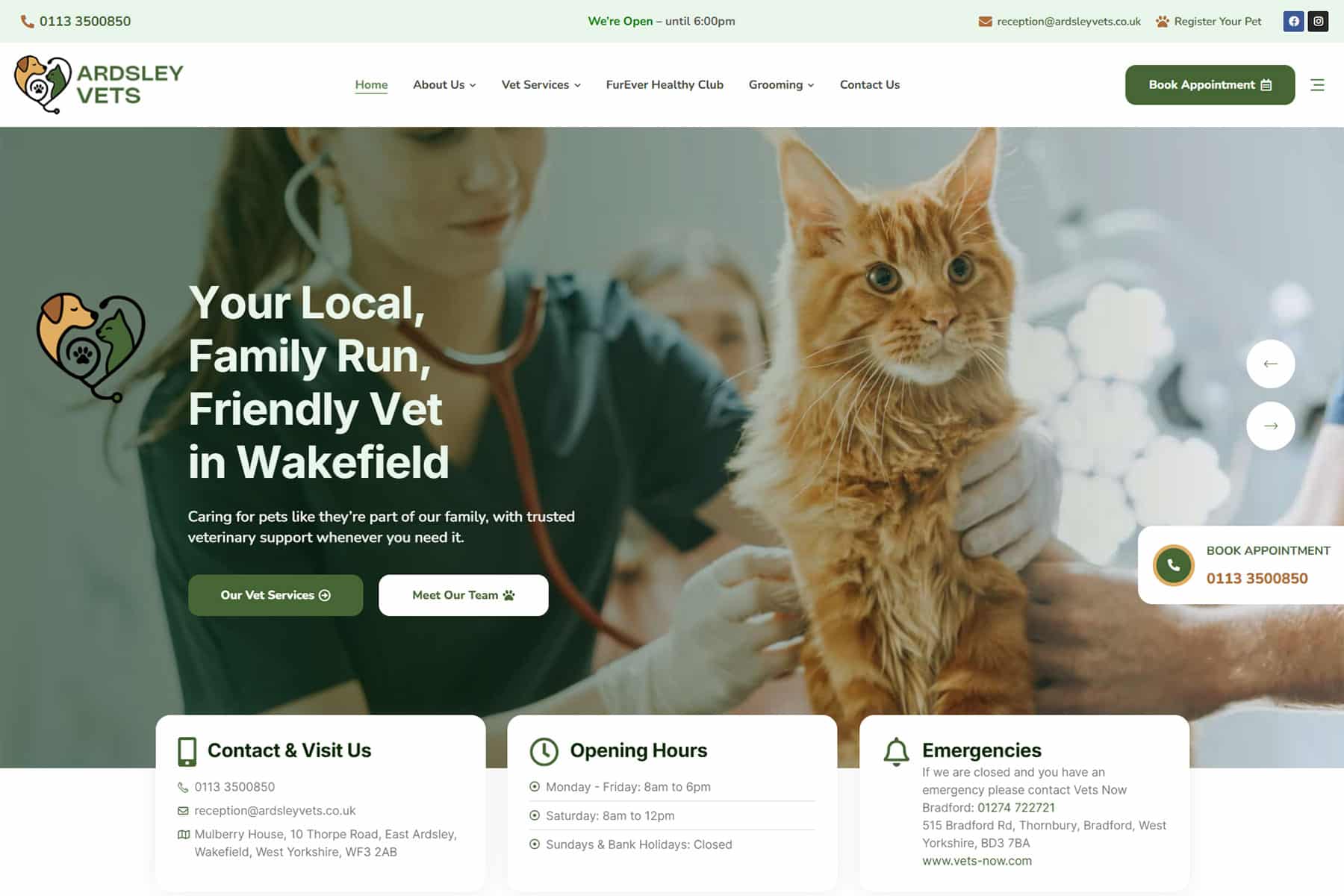 Ardsley Vets Website Design